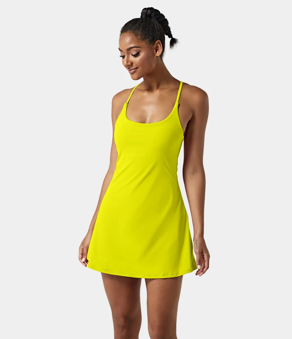 Softlyzero Airy Backless Cut Out 2-in-1 Pocket Cool Touch Mini Activity Dress
