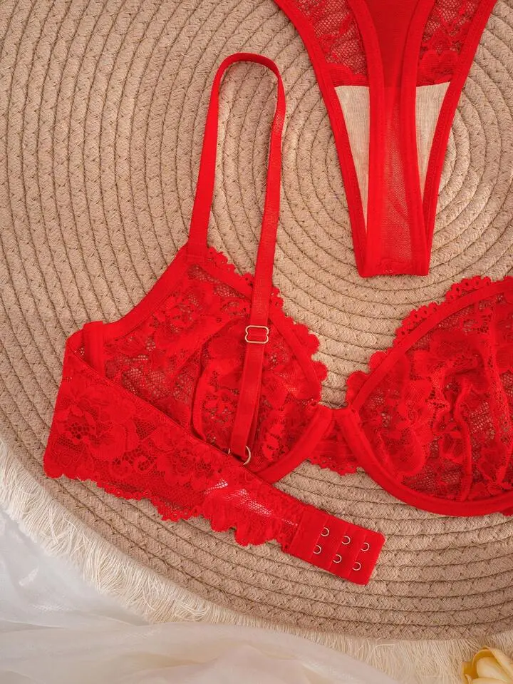 Delicate Lace Sheer Bra And Panty Set
