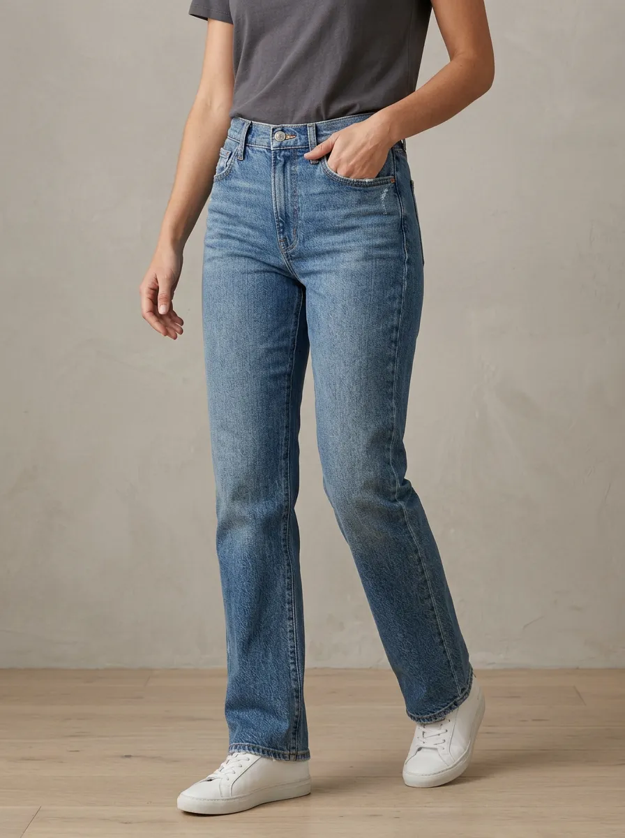 High-Rise Casual Denim Jeans