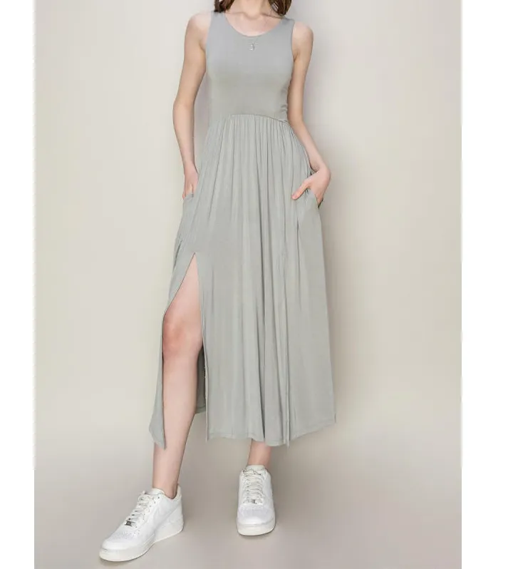 Everyday Sleeveless Slit Midi Dress