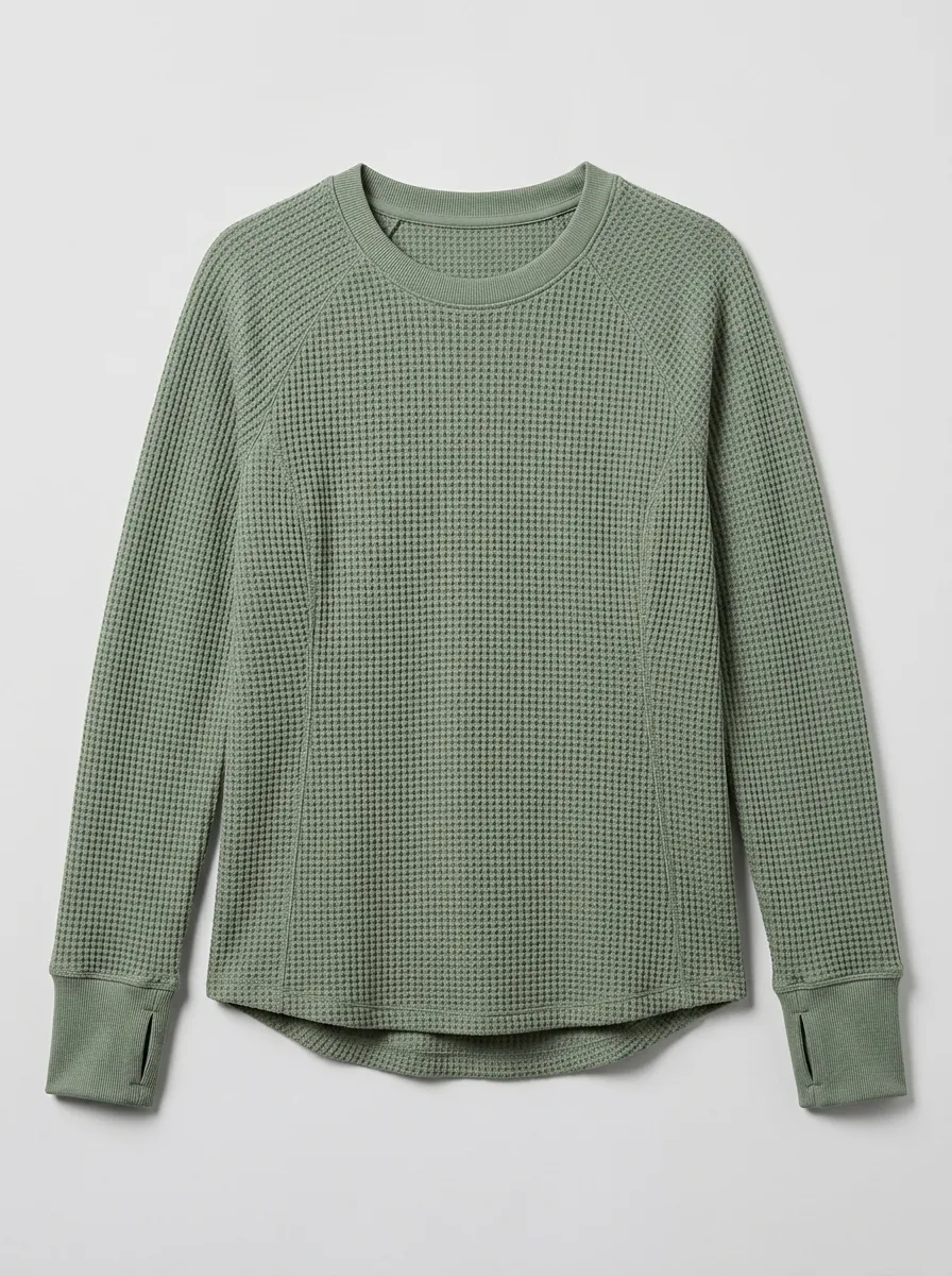 Women's Motion Athletic Waffle Knit Thumbhole Long Sleeve Top