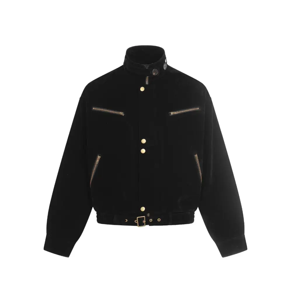 Buckle Detail Leather Jacket
