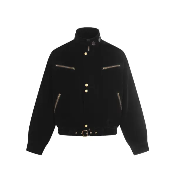 Buckle Detail Leather Jacket