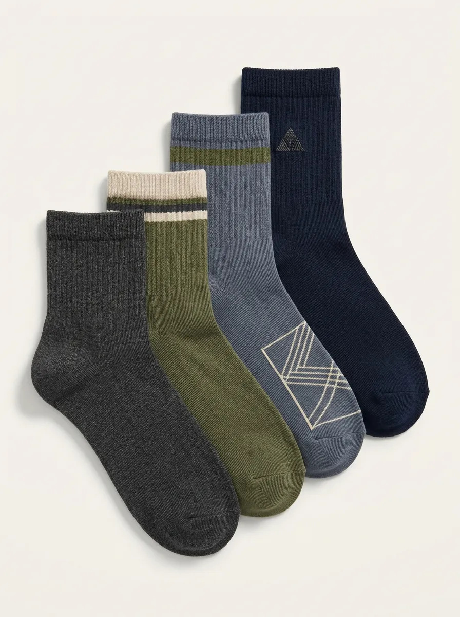 Relaxed Geometric Striped Classic Look Men's Four Pair Socks