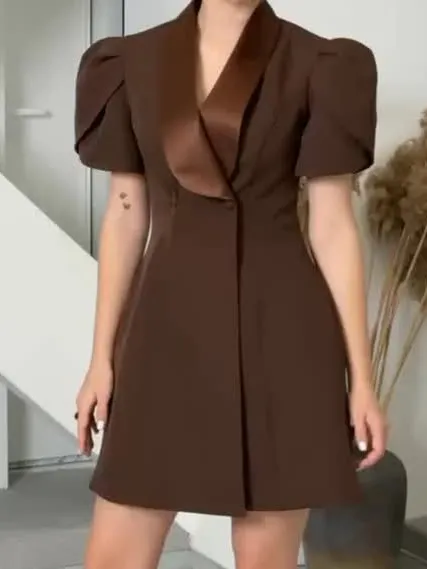 Short Sleeved Waisted Elegant Mini Dress