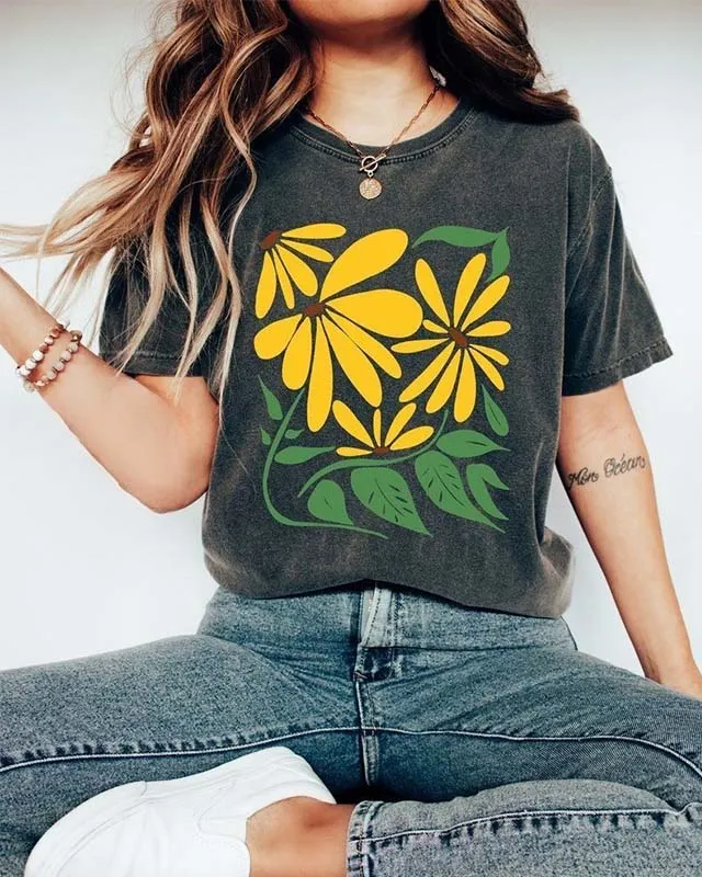 Boho Sunflower Aesthetic Floral T-Shirt