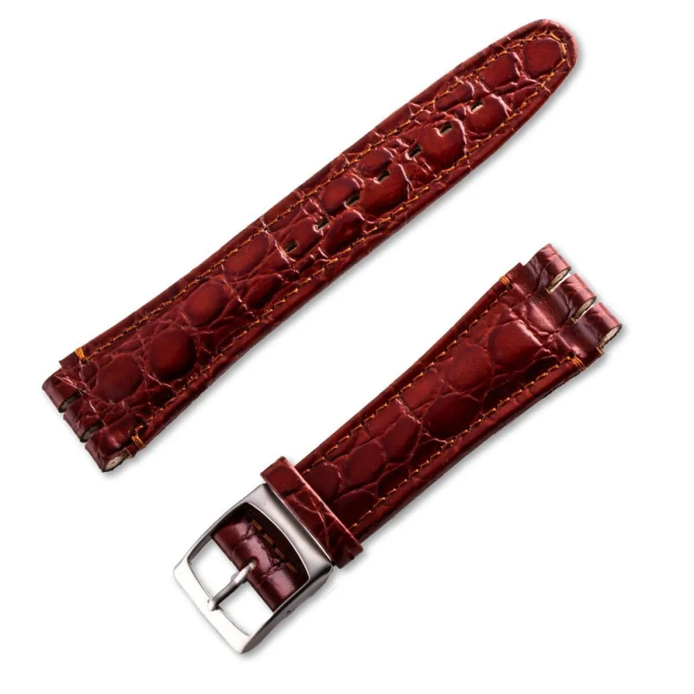 Classic Crocodile Grain Leather Watch Strap