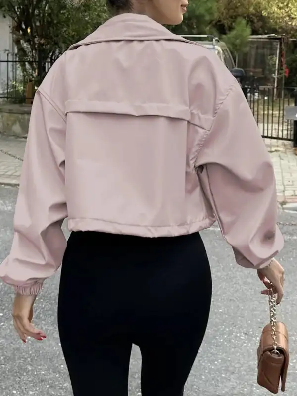 Drawstring Hem Zip Up Jacket