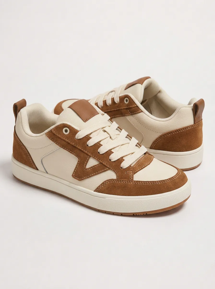 Women's Casual Fashion Two-Tone Suede Leather Sneakers