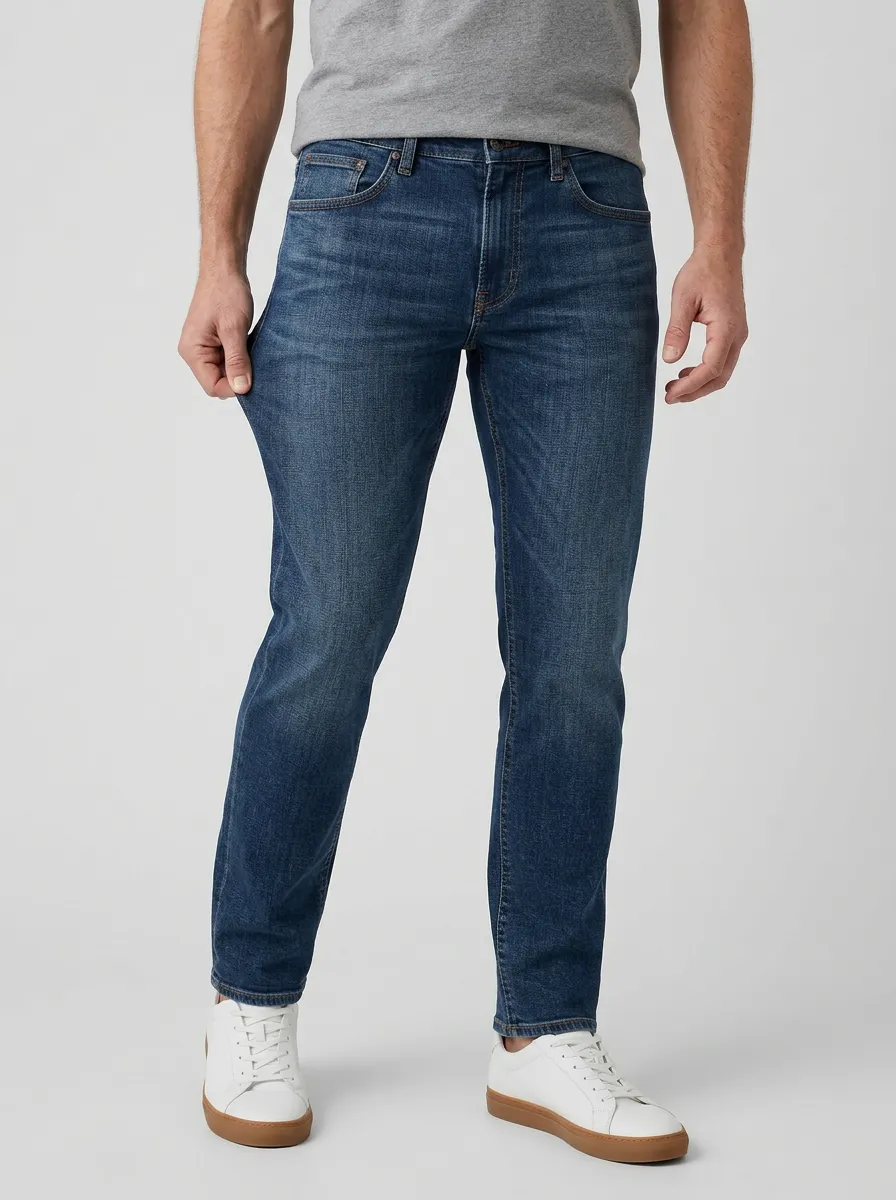 Men's Casual Daily Wear Blue Denim Stretch Jeans