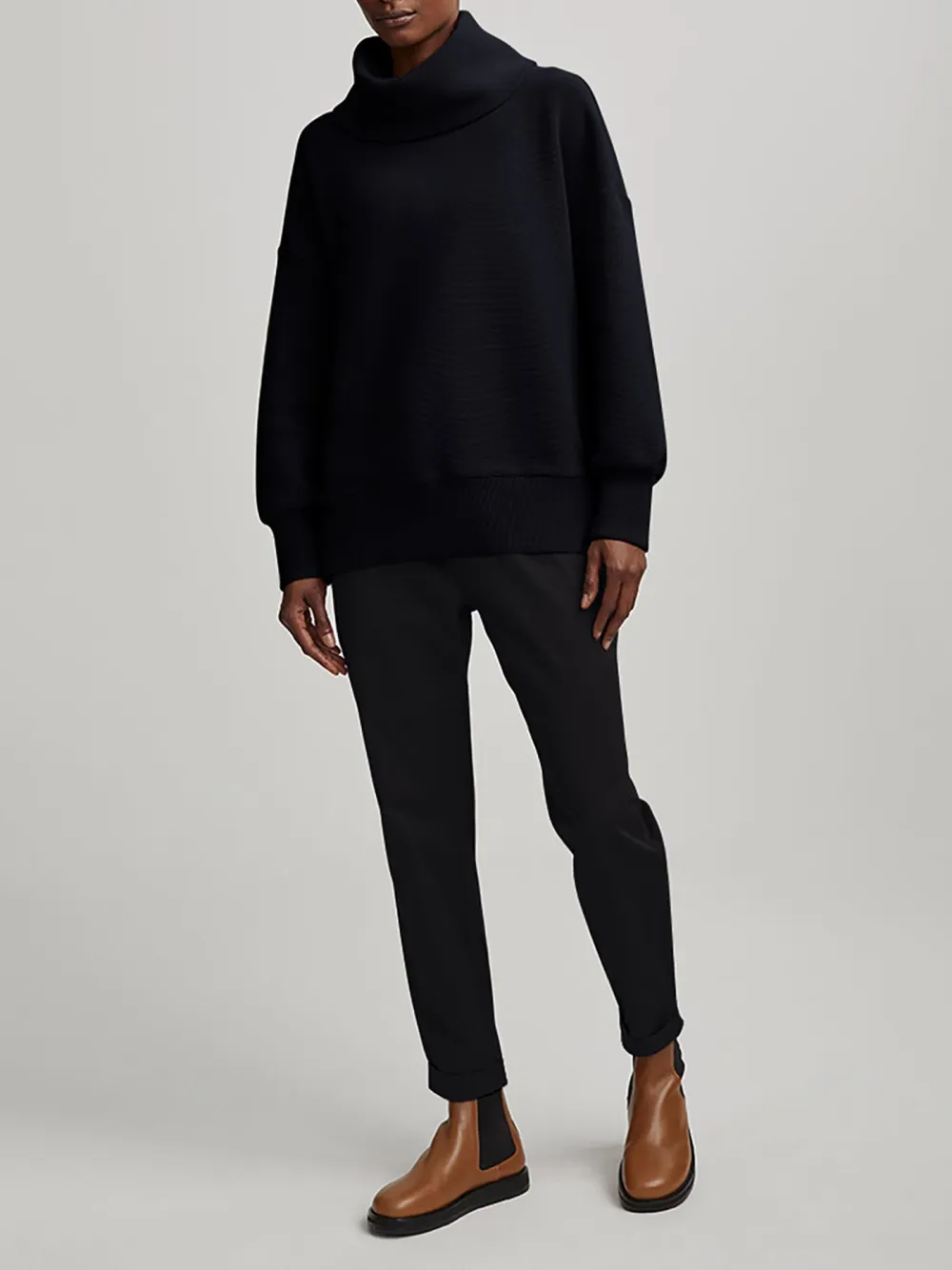 Casual Turtleneck Textured Knit Sweatshirt