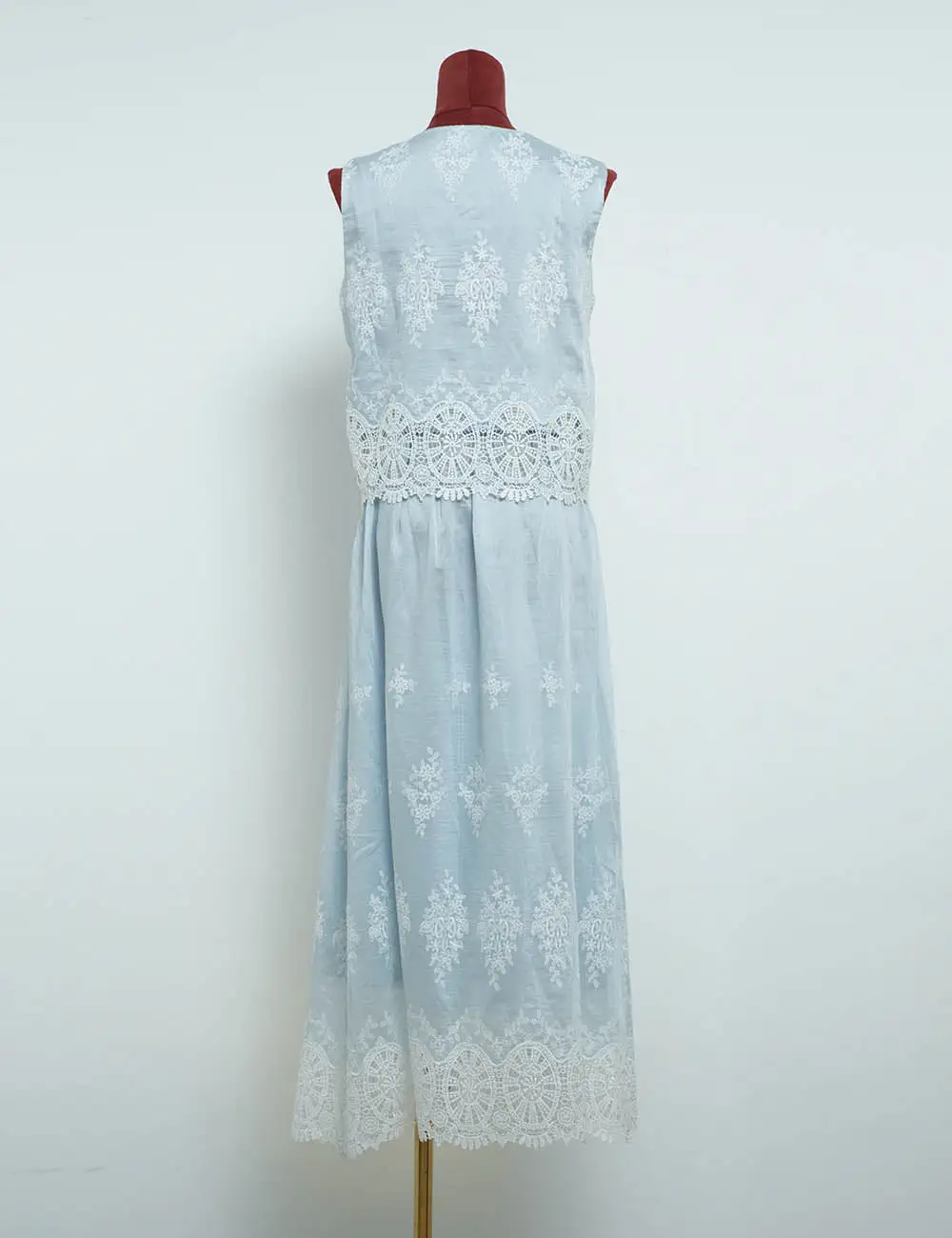 Boho Color Block Lace Embroidery Top Skirt