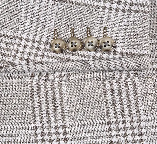 Gray Slim Fit Cotton Plaid Side Vents Blazer
