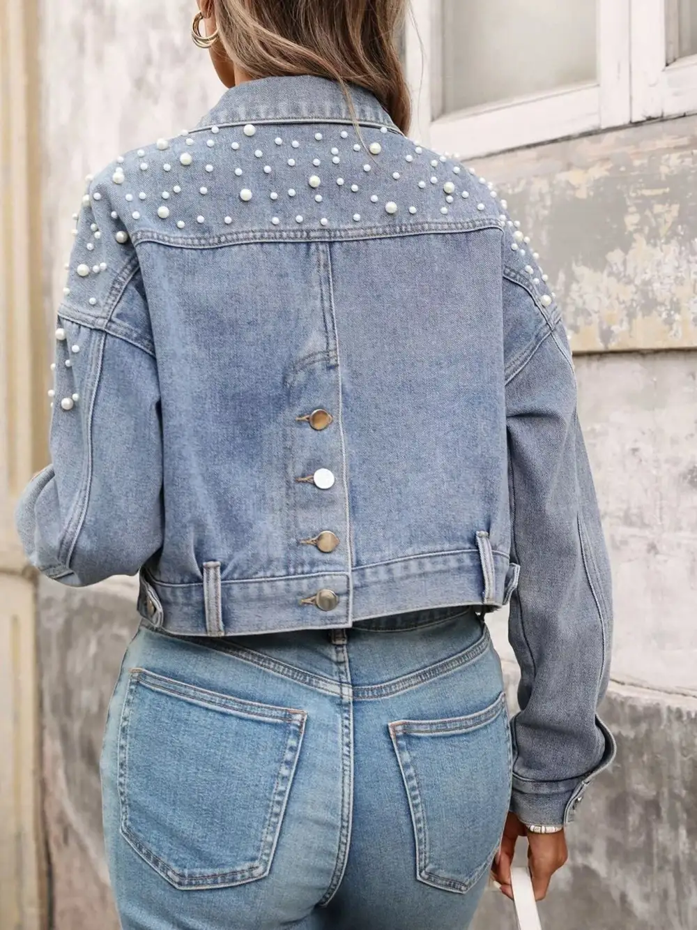 Pearl Embellished Cropped Jacket
