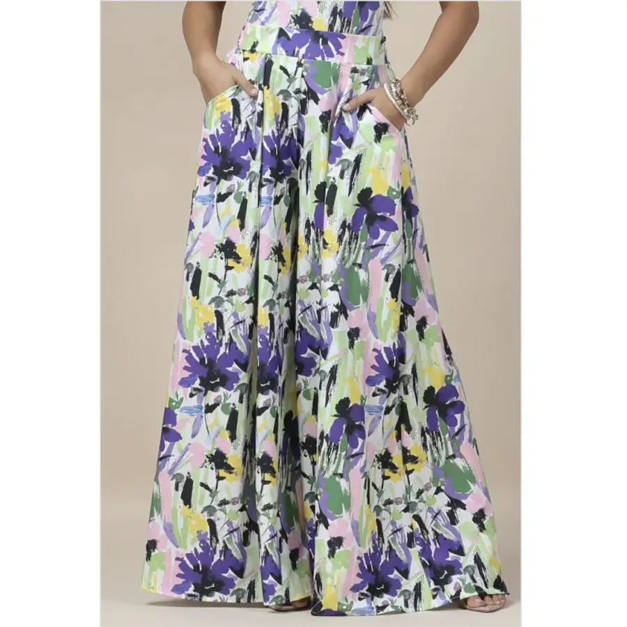 Abstract Printed Palazzo Pants with Pockets