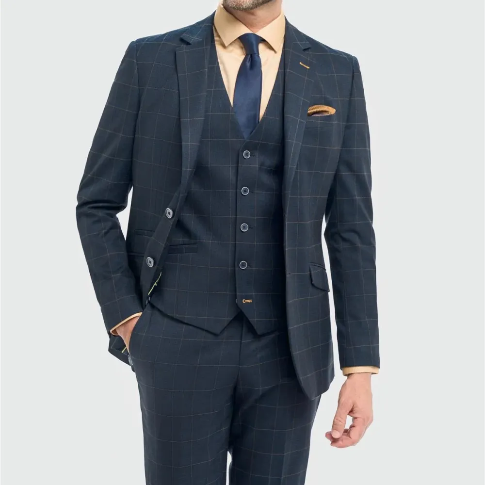 Men S Navy Check Tailored