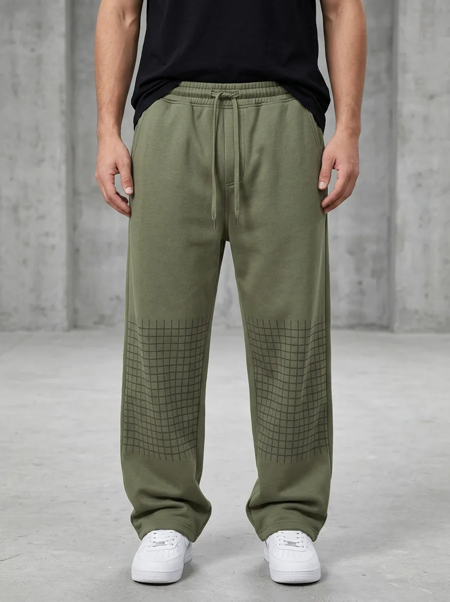 Relaxed Sweatpants Grid Men's Sweatpants