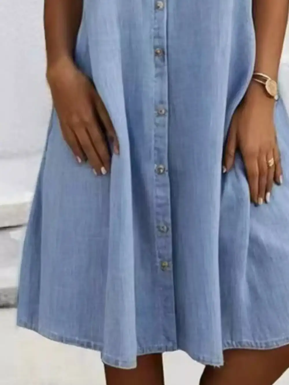 Soft Touch Denim Button Front Short Sleeve Dress