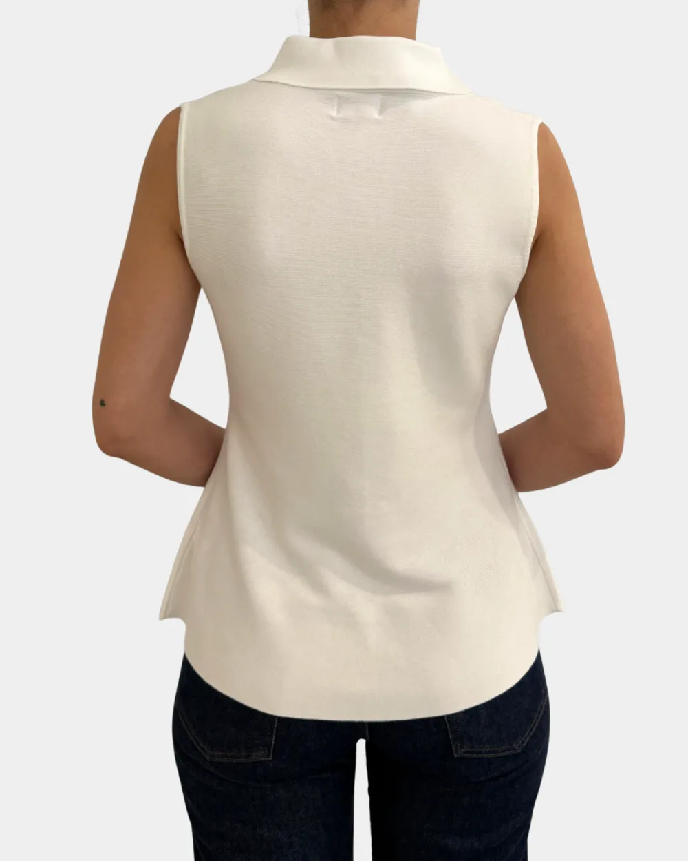 Structured Collar Front Top