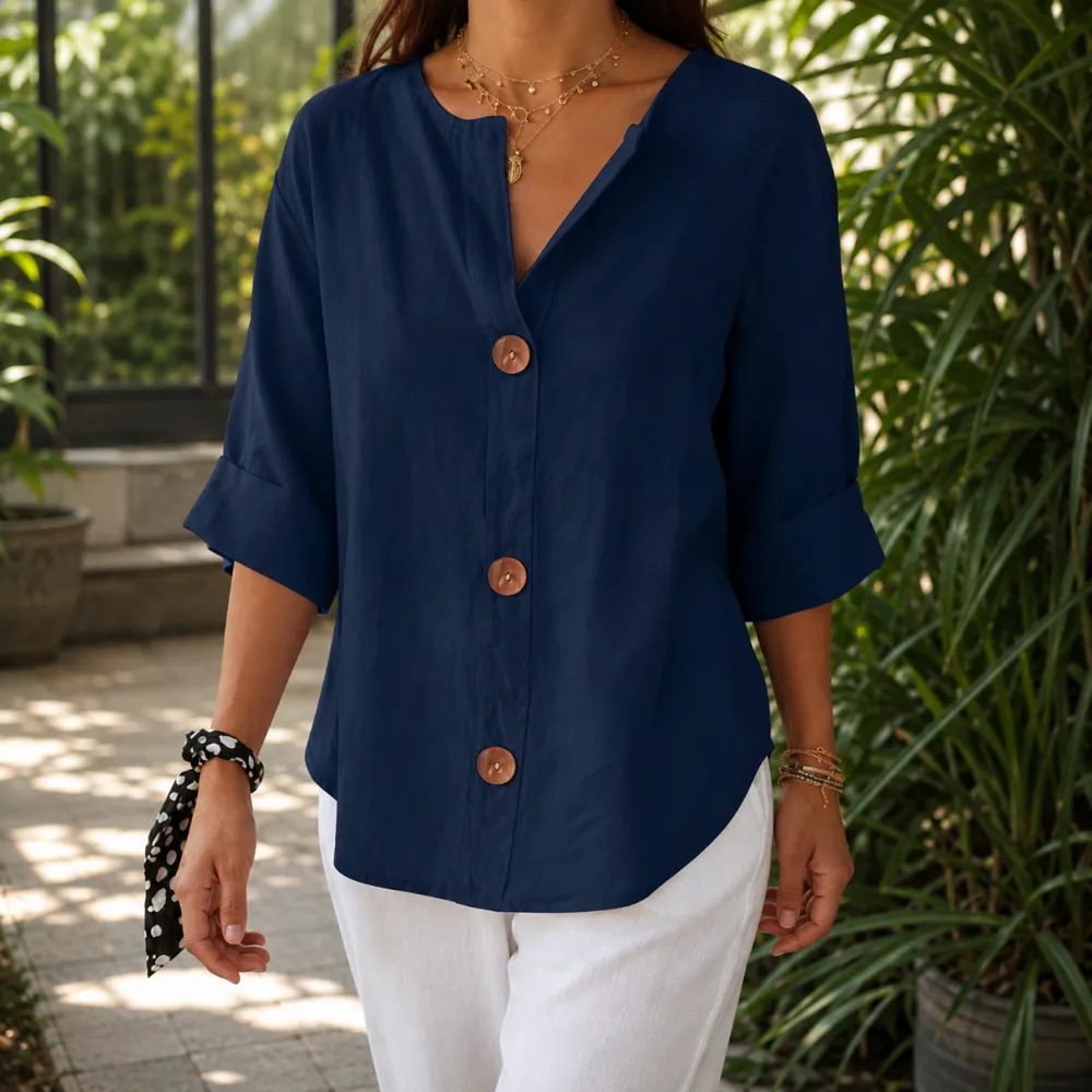 V-Neck Relaxed Split-Neck Blouse