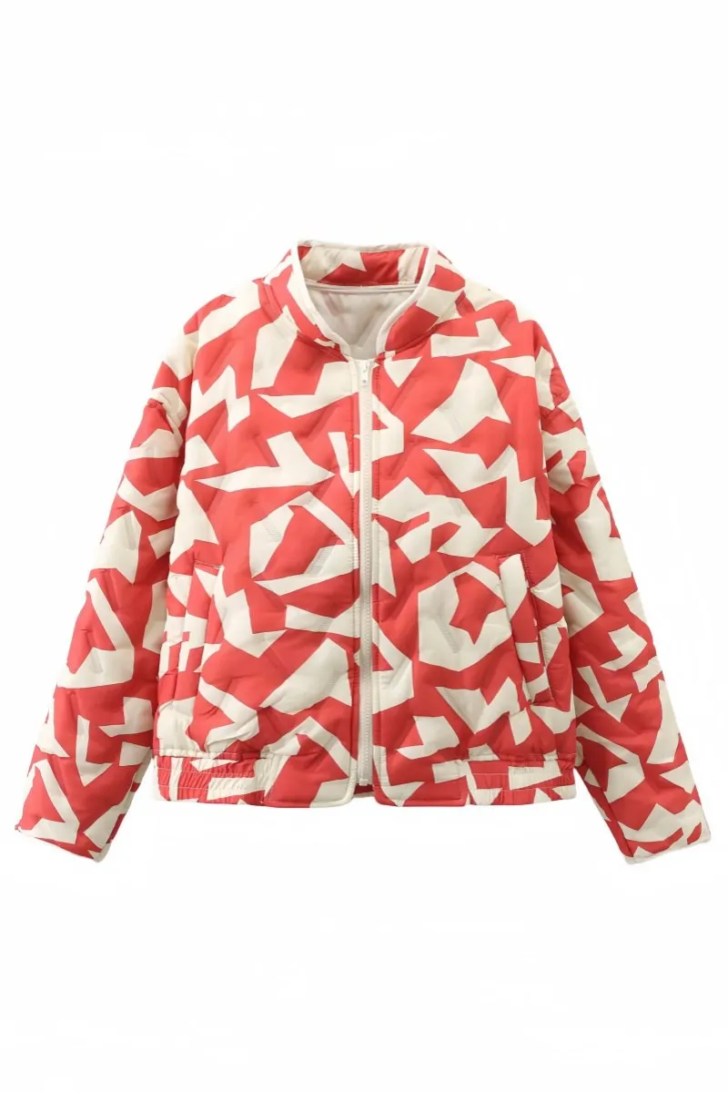 Patchwork Cropped Bomber Jacket