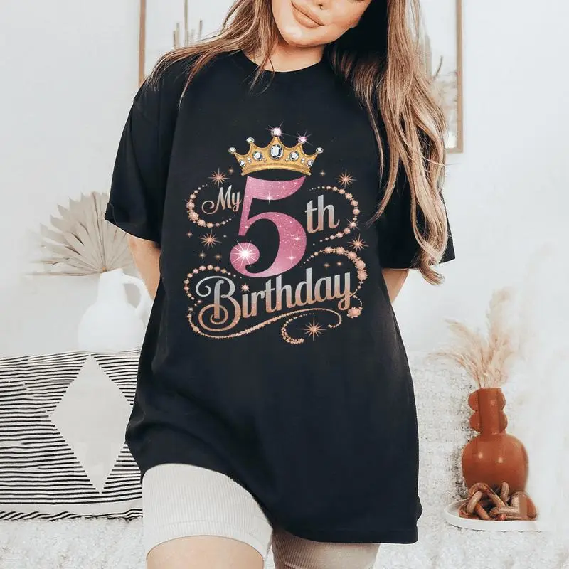 5 Birthday 5Th Birthday Girl 5 Year Old Birthday Girl Women's Oversized Comfort T-Shirt