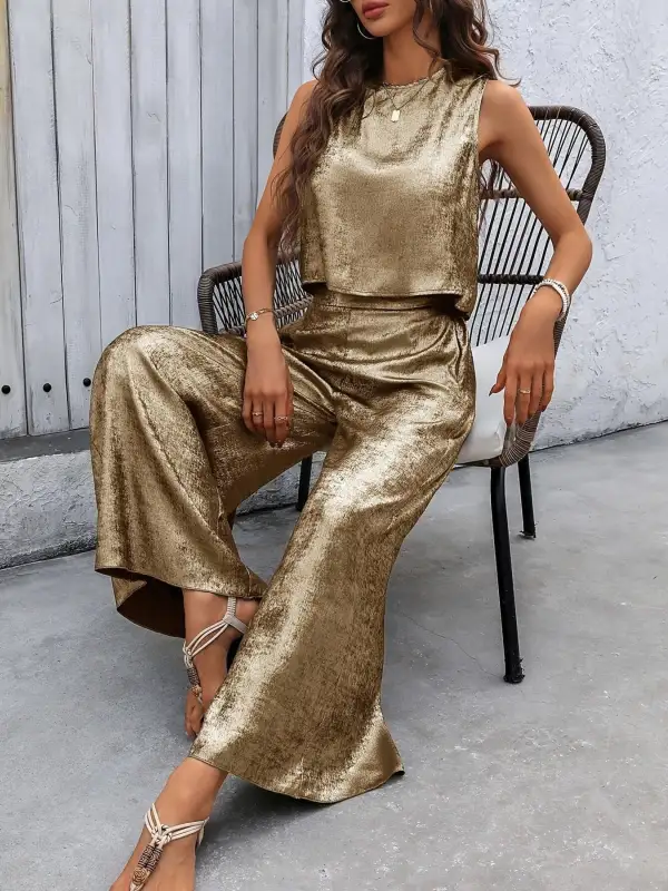 Relaxed Round Neck Tank and Pants Set
