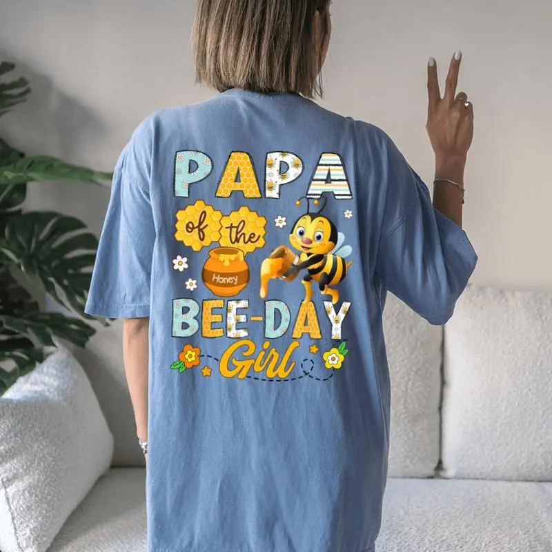 Papa Of The Bee-Day Girl Bee Birthday Party Women's Oversized Comfort T-Shirt Back Print