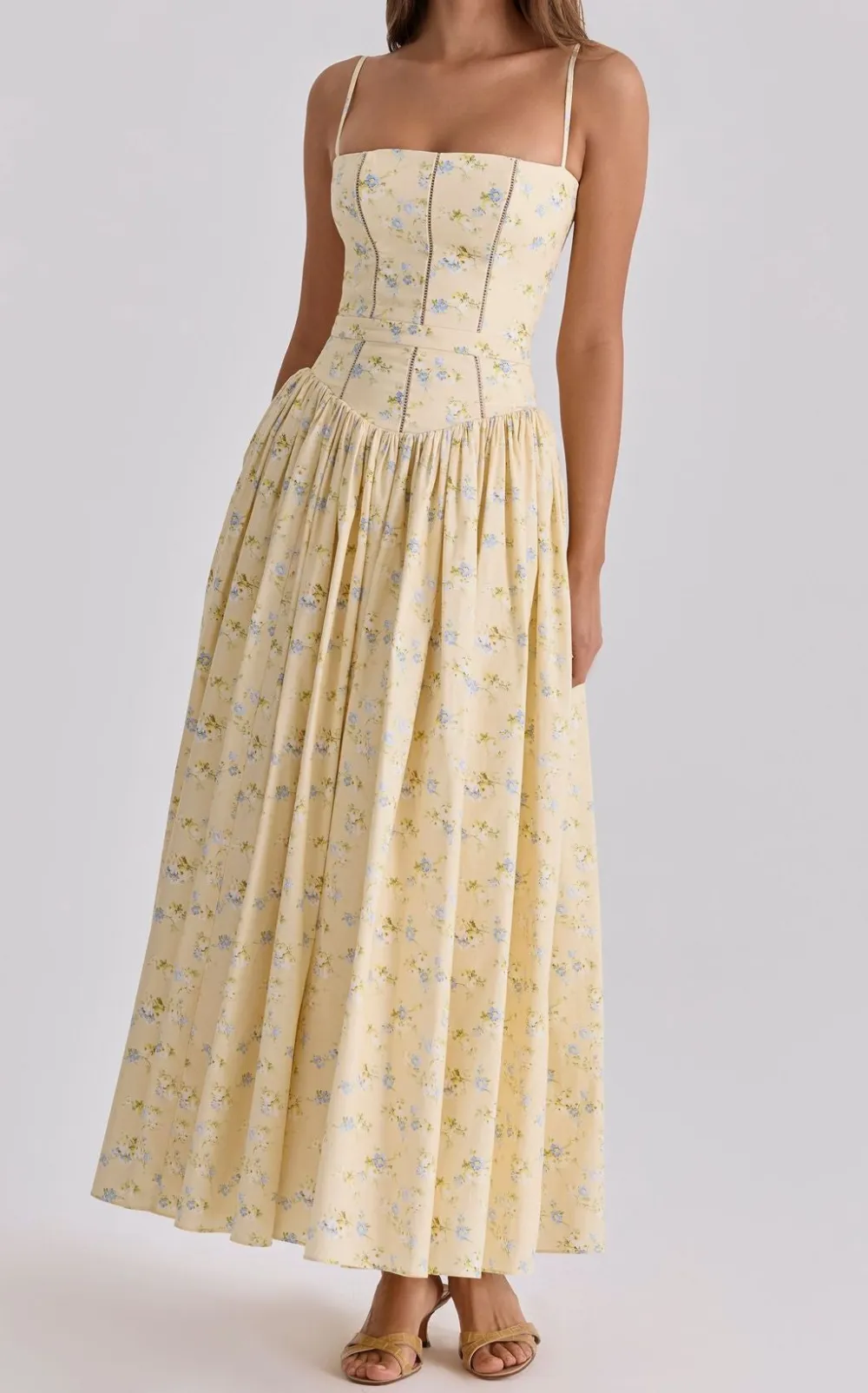 Women's Fitted Spaghetti-Strap Floral Summer Maxi Dress