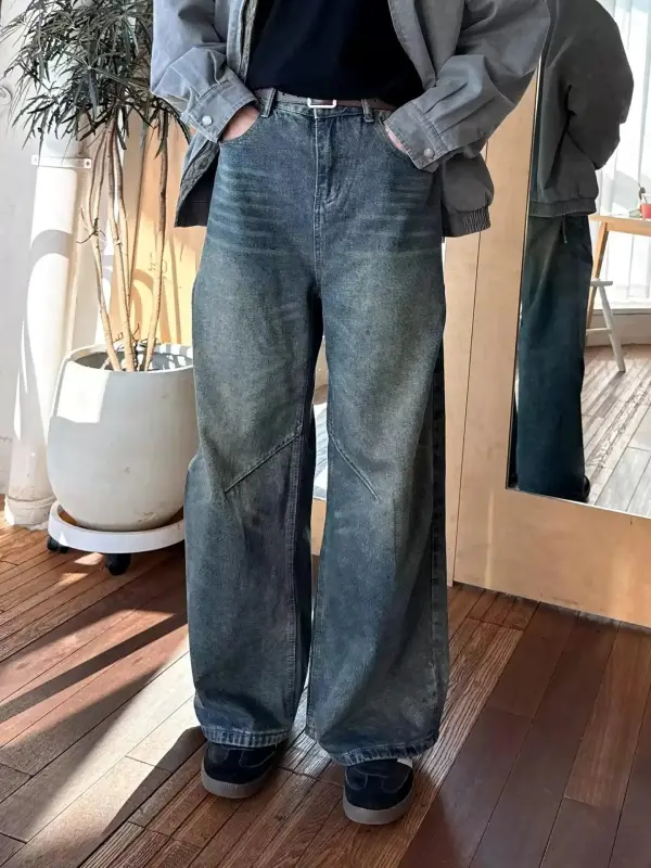 Washed Seam Detail Jeans