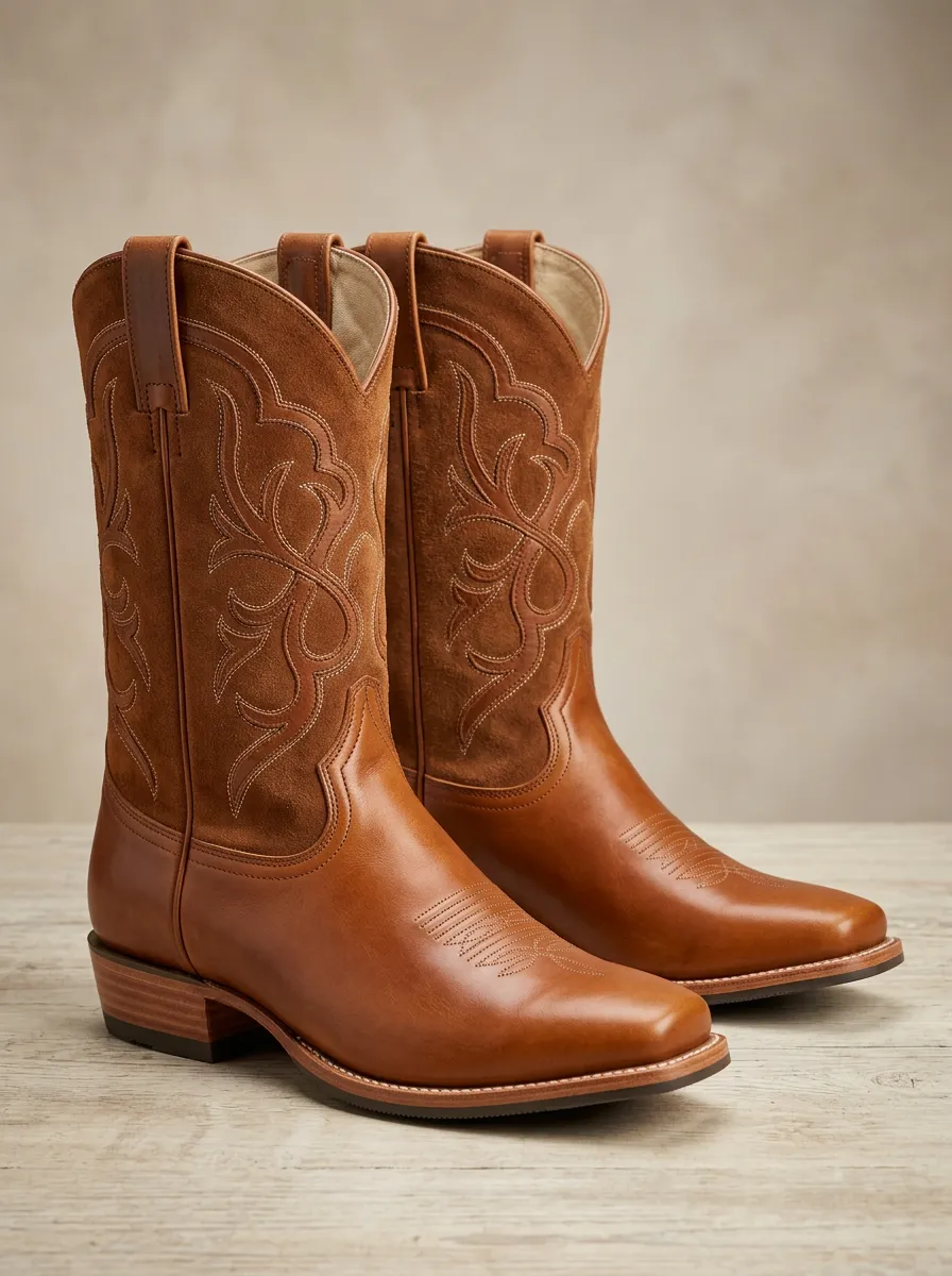 Unisex Western Cowboy Embroidered Stitched Western Boots