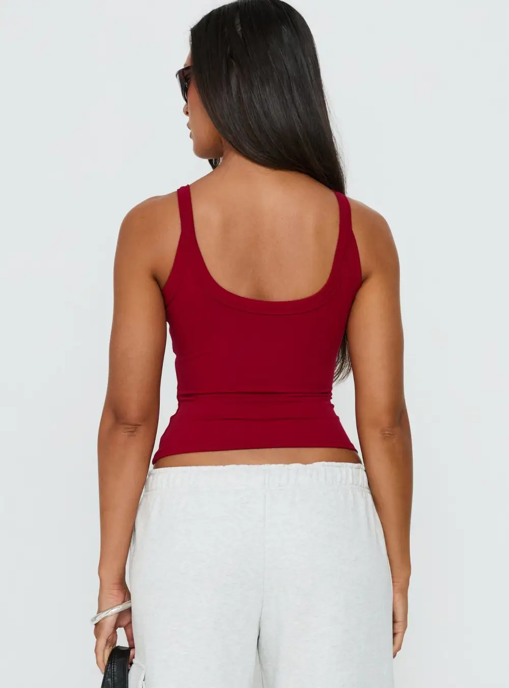 Modern Cinched Longline Scoop Neck Tank Top