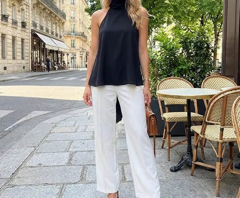 Halter-Neck Satin Top