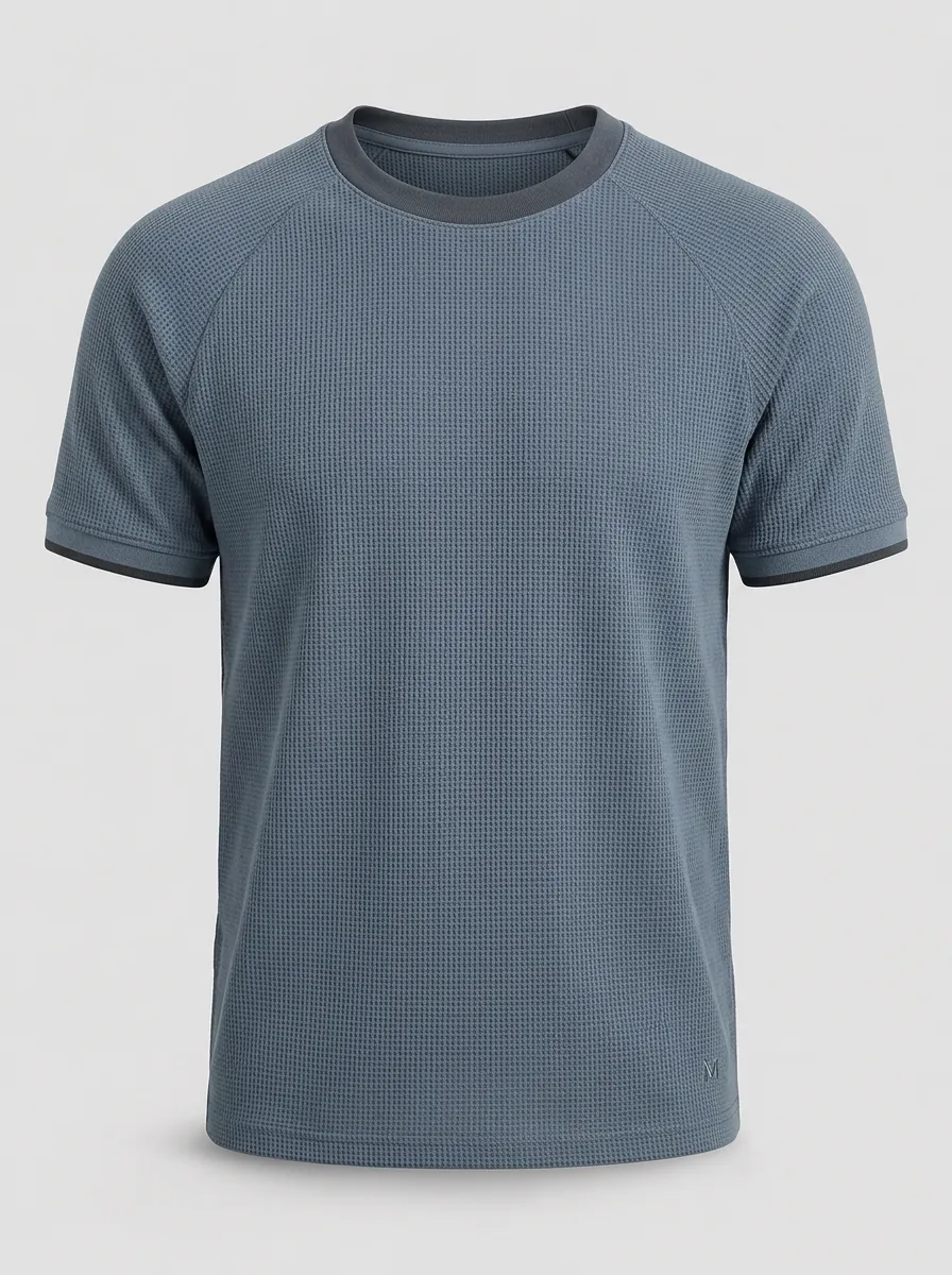 Men's Breathable Waffle Knit Crew Neck T-shirt
