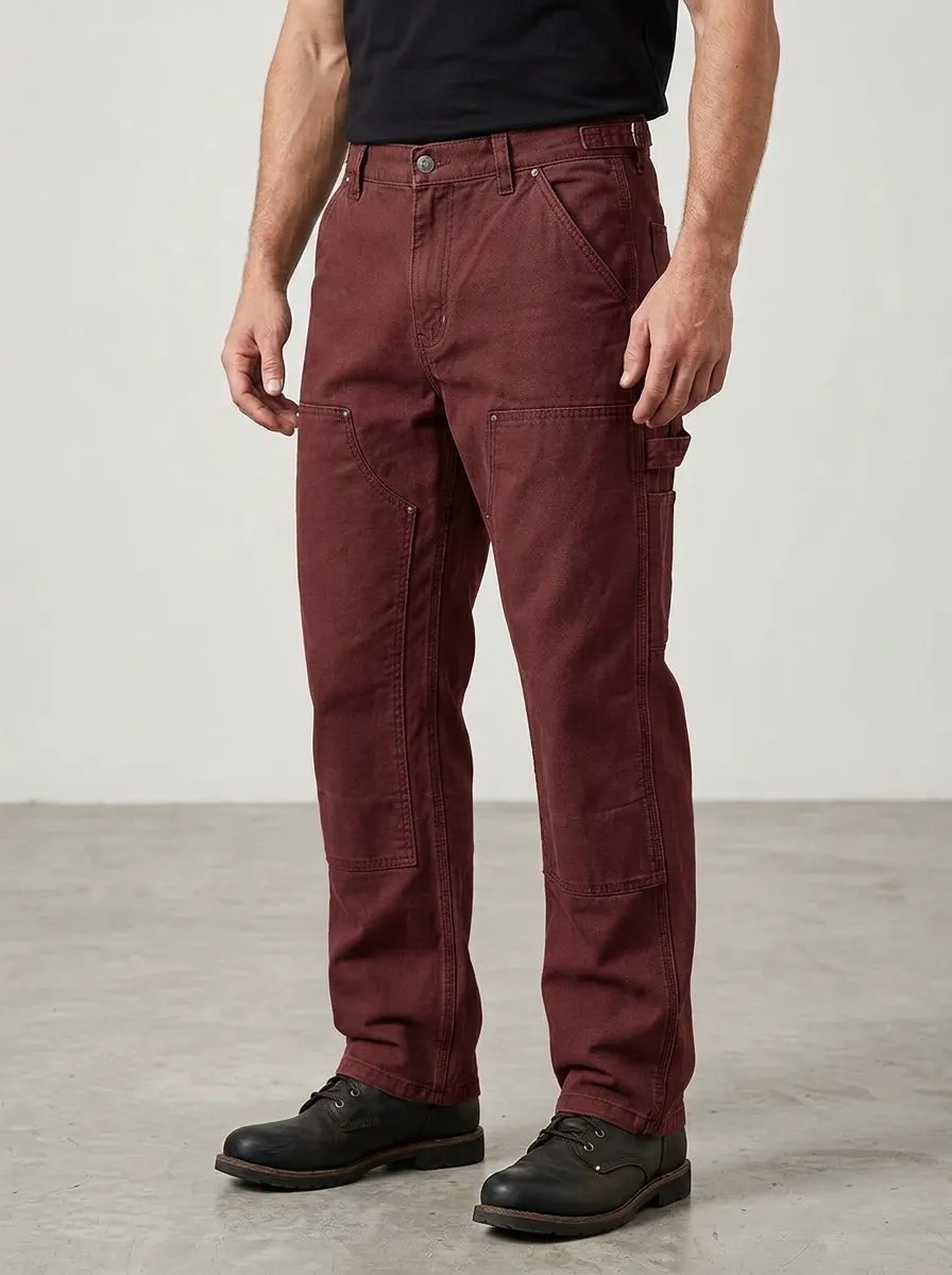 Men's Olive Green Heavy Duty Double Knee Work Pants
