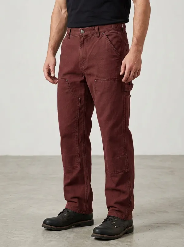 Men's Olive Green Heavy Duty Double Knee Work Pants