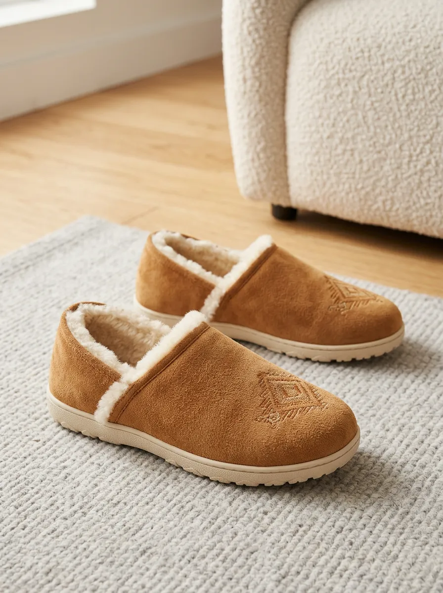 Everyday Geometric Faux Fur Lined Collection Unisex Warm Wool Shoes