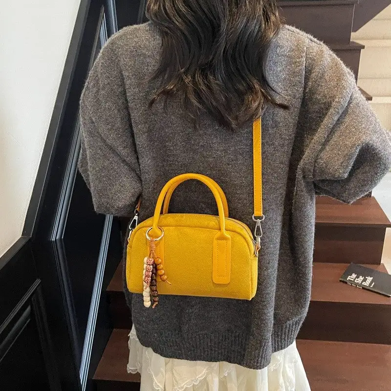 Casual Vintage Crossbody Satchel with Charm