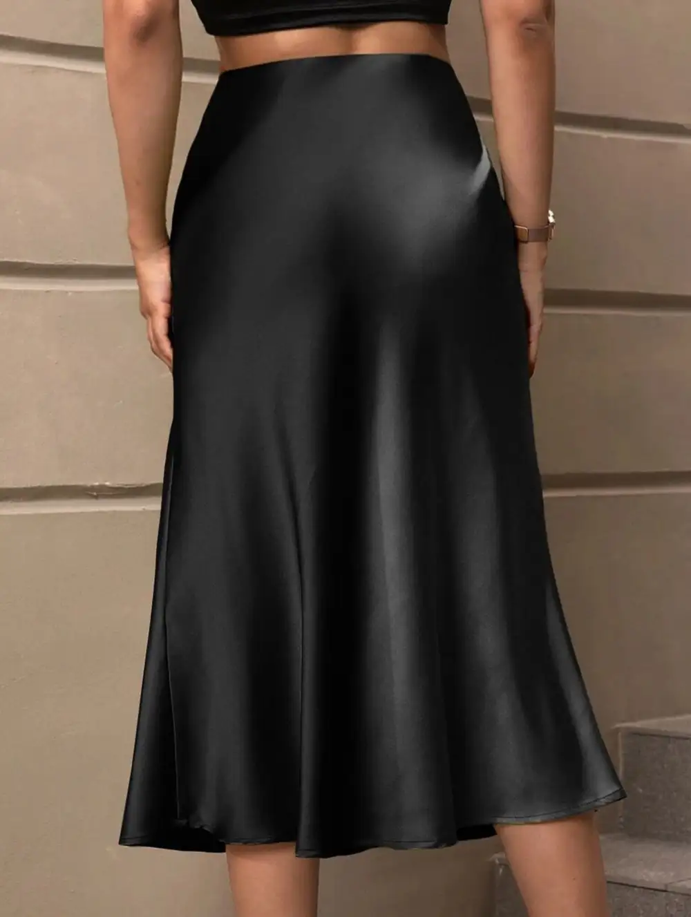 Satin A-Line Midi Skirt