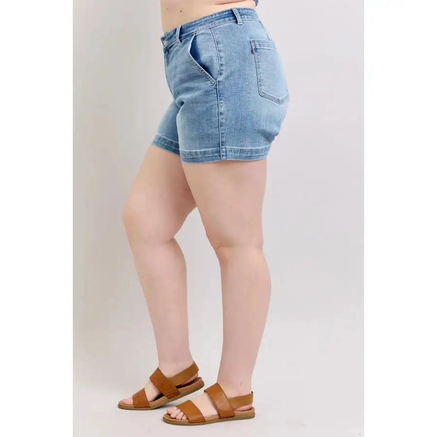 Plus Size High Rise Denim Shorts