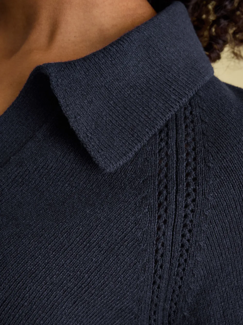V Neck Stripe Jumper with Collar