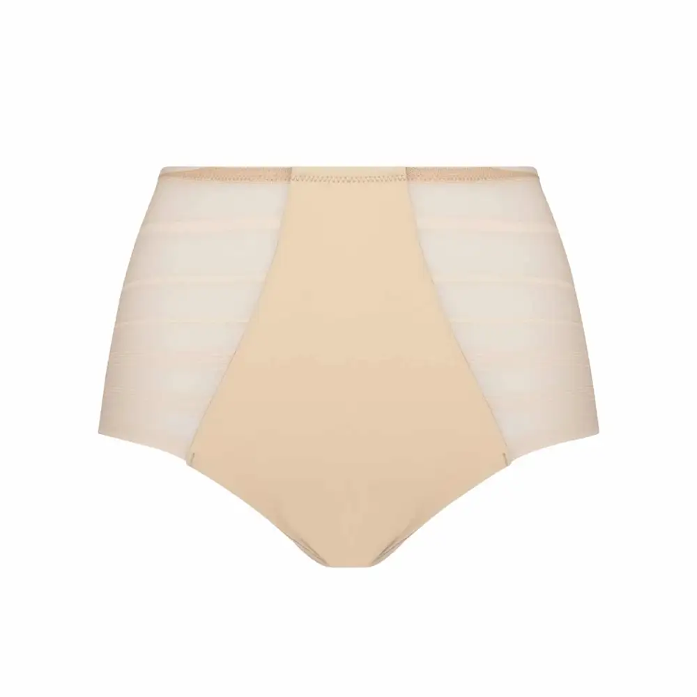 Women's Seamless Elastic Waistband Mesh Striped Shaping Supportive Fit Brief Panty