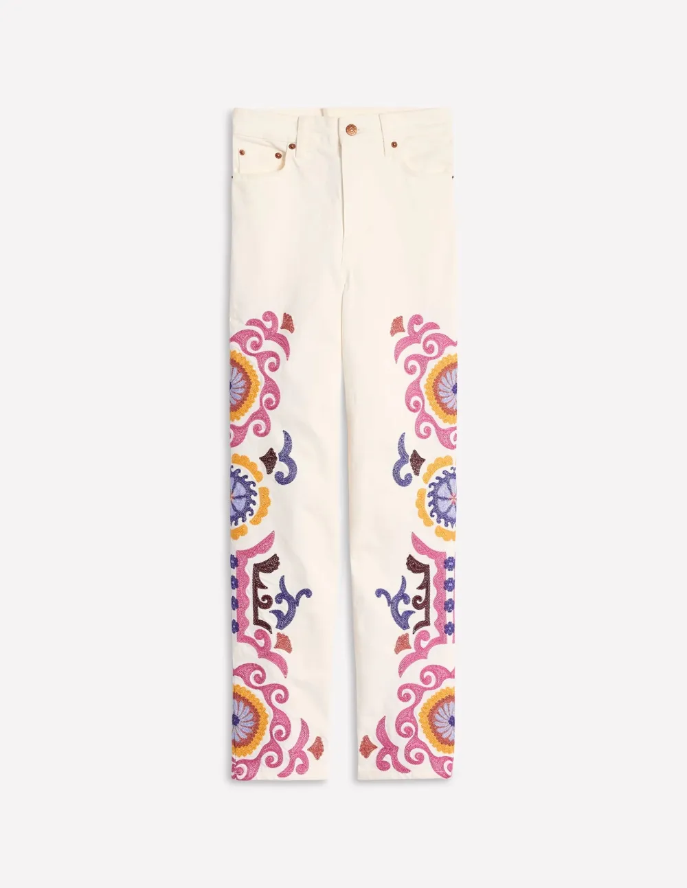 High Rise Embroidered Jeans