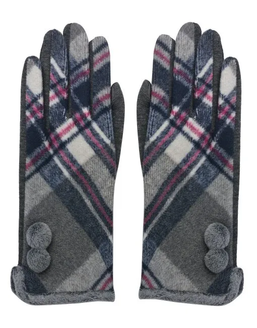 Grid Pattern Cotton Gloves