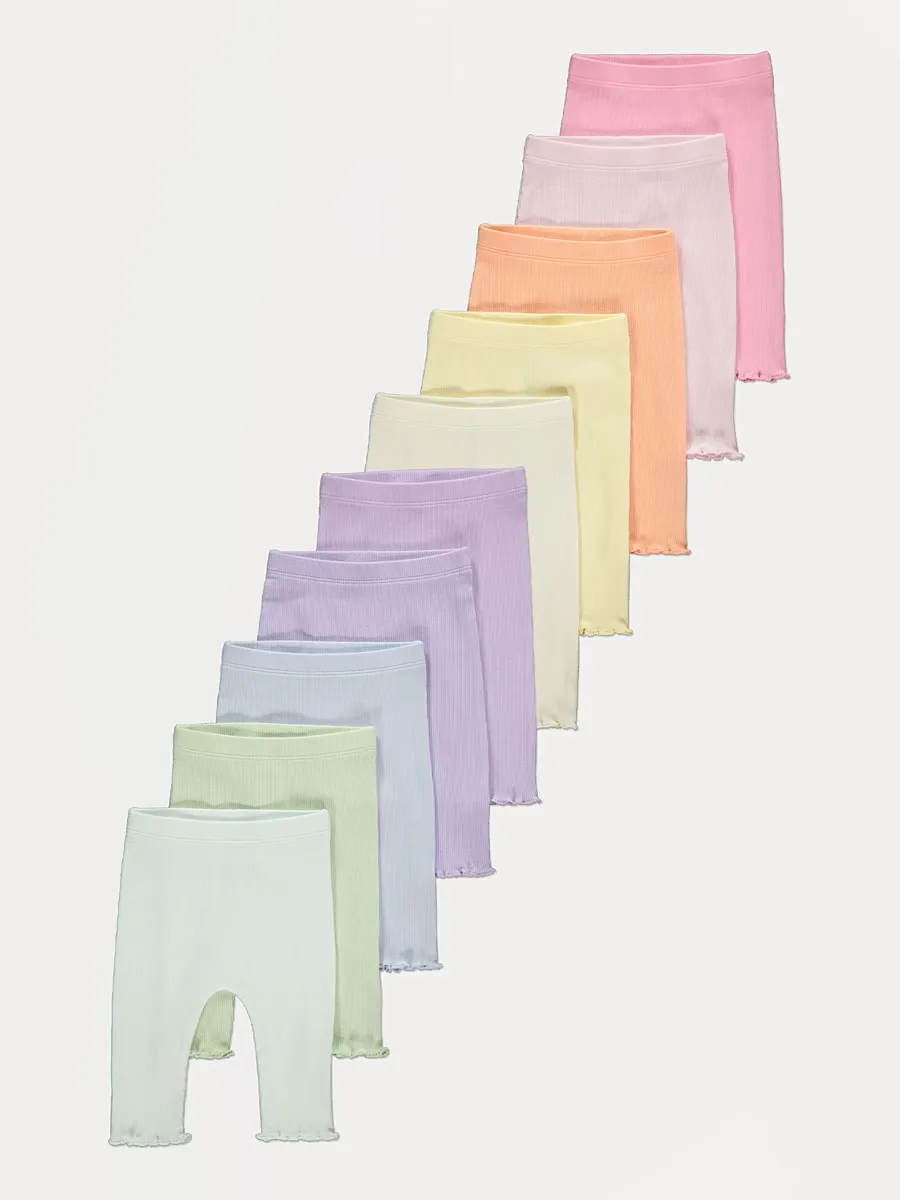 Pastel Ribbed Leggings 10 Pack