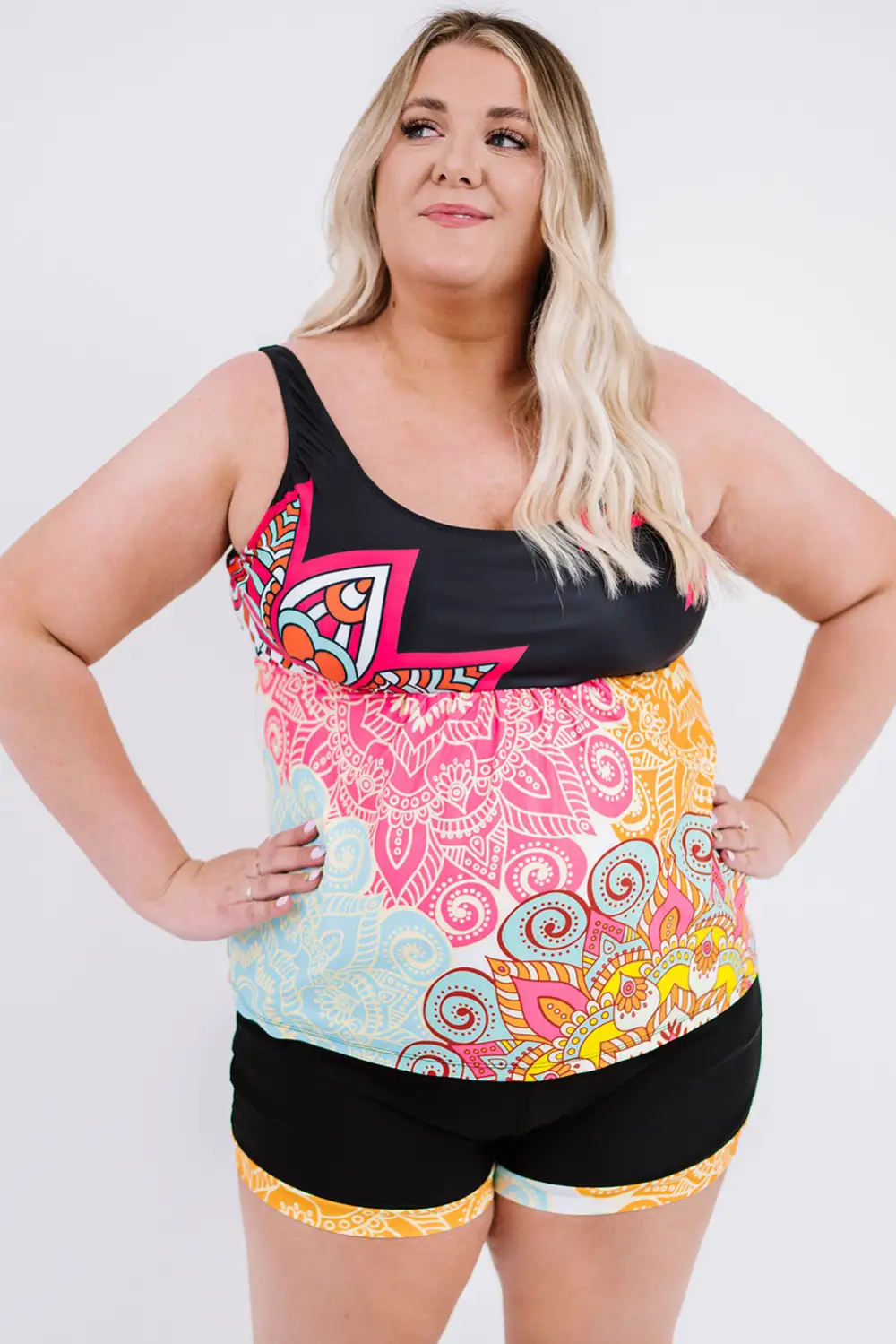Swimwear Mandala Print Plus Tankini Set