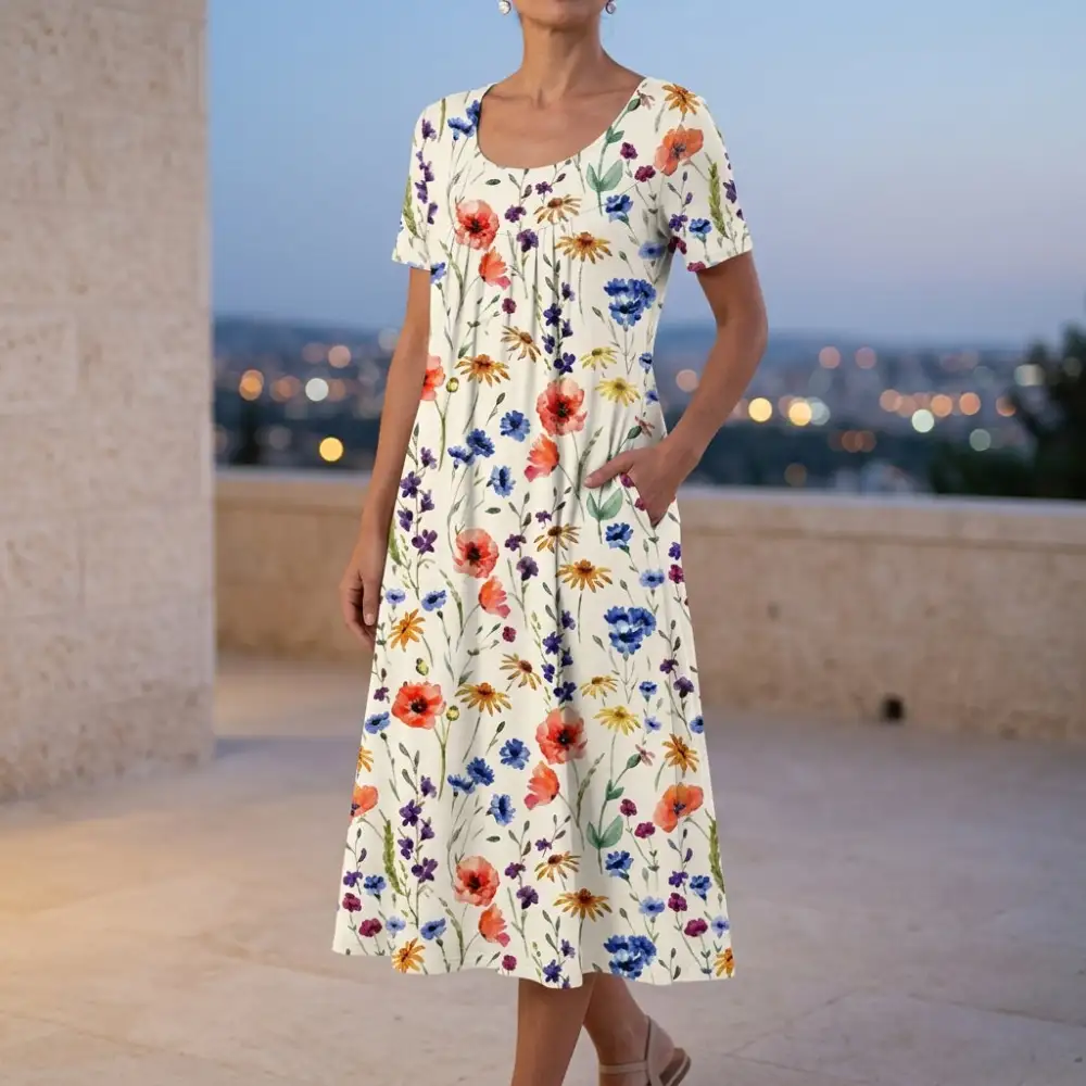 Scoop Neck Soft Casual Dress