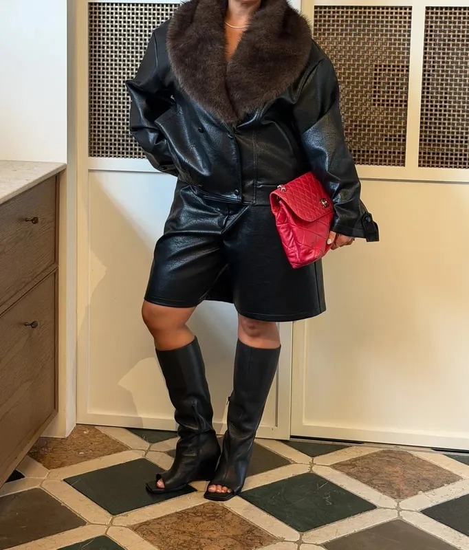 Black Faux Fur Collar Jacket