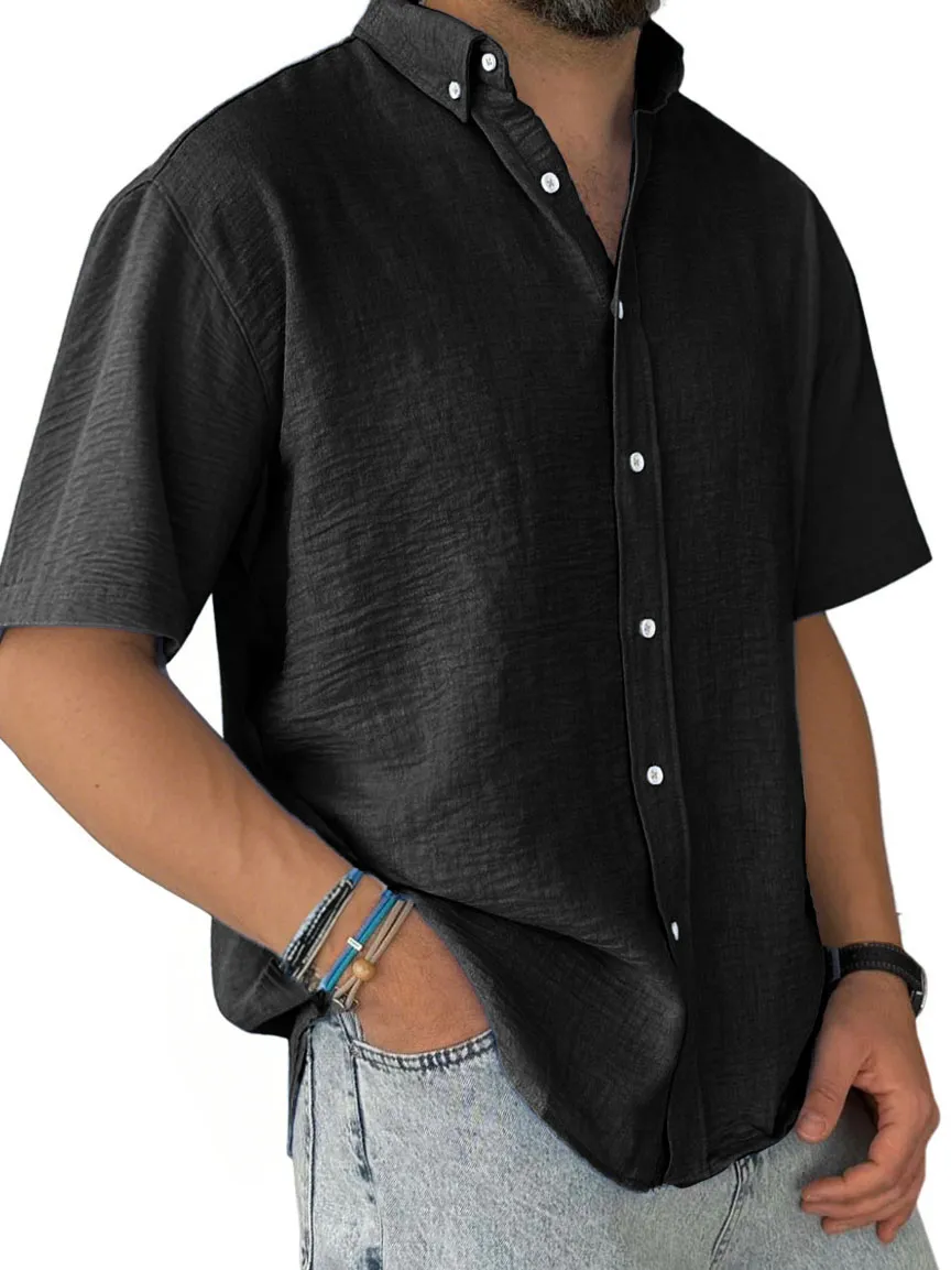 Short Sleeve Pleated Front Shirt