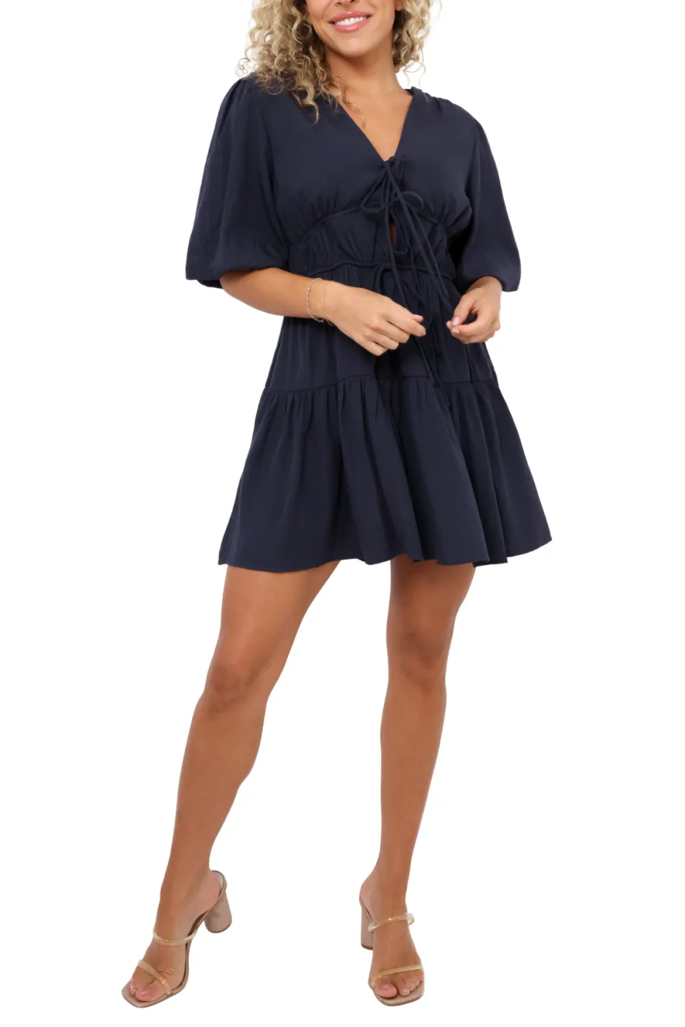 Solid Tiered Mini Dress